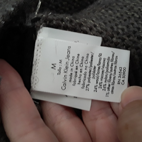Calvin Klein Jeans Wool Blend w/Lurex metallic thread Sz M black/Taupe multi - Picture 8 of 11